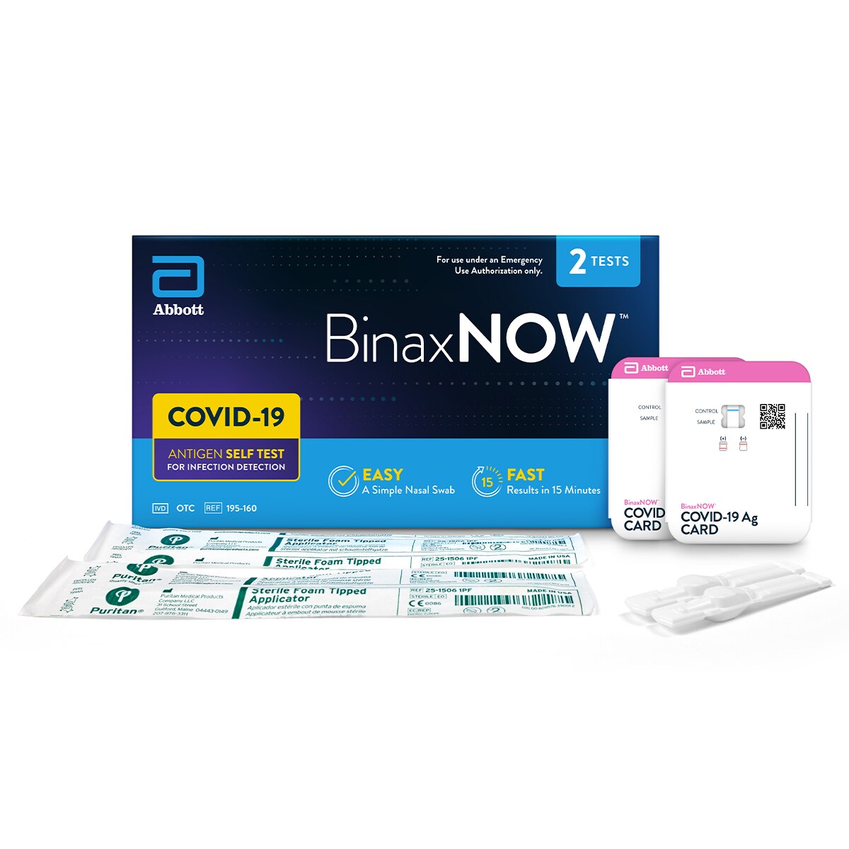 Abbott BinaxNOW™ COVID-19 Ag Card Home Test with eMed Telehealth Services -  1 Pack