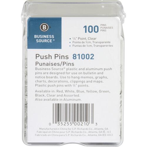 Business Source 1/2" Head Push Pins (81002)