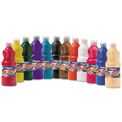 Prang Ready-to-Use Tempera Paint, 12 Assorted Colors, 16 oz, 12/Pack (21696)