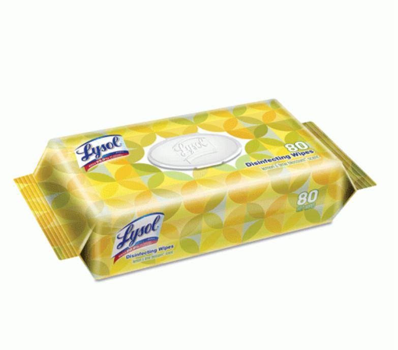 80 Lysol® Disinfecting Wipes - Lemon and Lime - 1 soft pack of 80 wipes