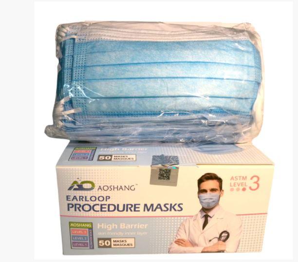 Level-3 Procedure Mask - 98% filtration -  Disposable - Aoshang - pack of 50 - FREE SHIPPING - $0.6 each