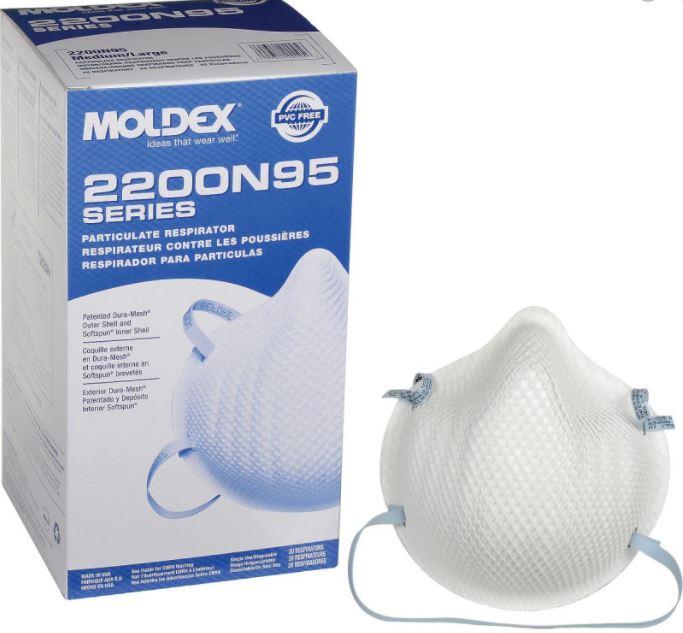 Moldex N95 model 2200N95 NIOSH  - $3 each - 20 masks