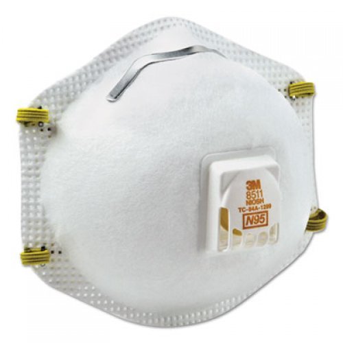 3M Particulate Respirator w/Cool Flow Exhalation Valve, 10 Masks/Box (8511)