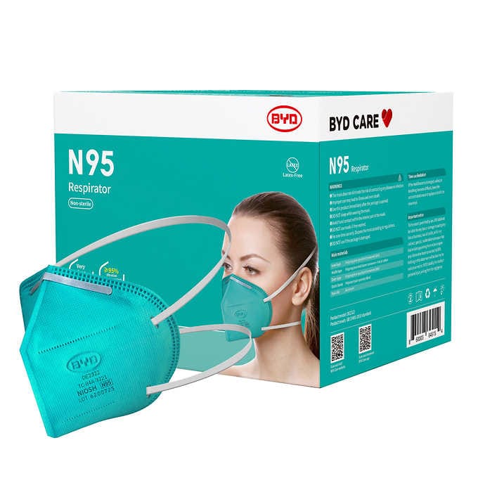 BYD N95 Particulate Respirator Face Mask, 20-count