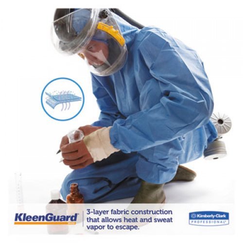 KleenGuard A60 Blood and Chemical Splash Protection Coveralls, X-Large, Blue, 24/Carton (45094)