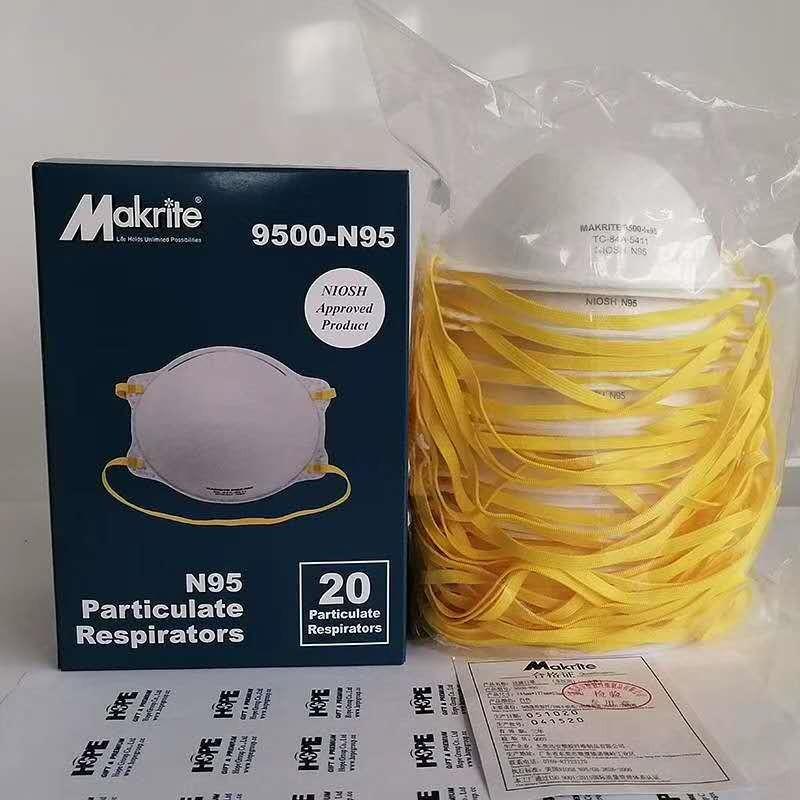 Makrite N95 9500 - 50 Boxes of 20 - MEDICAL USE - NIOSH - head elastic / Gerson-cup style -  $1 each - 50 boxes of 20 - Makrite