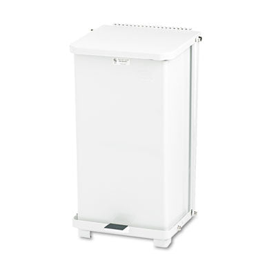 Rubbermaid Defenders Biohazard Step Can, Square, Steel, 24 gal, White (ST24EPLWH)