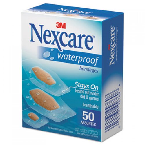 Nexcare Waterproof, Clear Bandages, Assorted Sizes, 50/Box (43250)