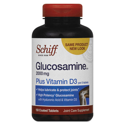 Schiff Glucosamine 2000 mg Plus Vitamin D3 Coated Tablet, 150 Count (97005EA)