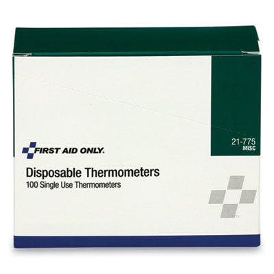 First Aid Only Disposable Thermometer, Dot-Matrix Phase-Change, 100/Box (21775)