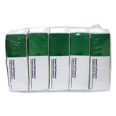 First Aid Only Instant Cold Compress, 5 Compress/Pack, 4" x 5", 5/Pack (B5035)