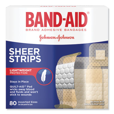 BAND-AID Tru-Stay Sheer Strips Adhesive Bandages, Assorted, 80/Box (4669)