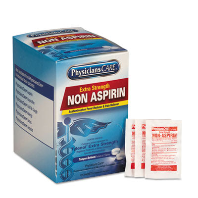 PhysiciansCare Pain Relievers/Medicines, XStrength Non-Aspirin Acetaminophen,2/Packet,125 Pk/Bx (40800)