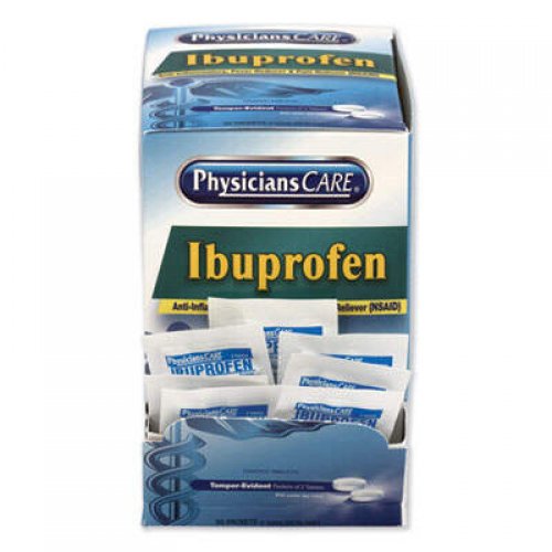 PhysiciansCare Ibuprofen Medication, Two-Pack, 200mg, 50 Packs/Box (90015)