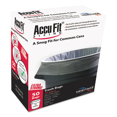 AccuFit Can Liners, Prime Resin, 37 x 50, 1.3 mils, Black, 100/Carton (H7450PKR01)
