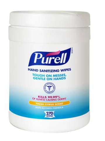 Purell® Disinfecting Wipes - 1 canisters of 270 wipes - kills 99.99% of germs - Fresh Citrus Scent